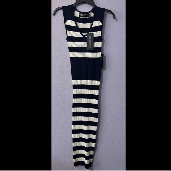Charles Henry Dresses & Skirts - NY&Co Navy and White Striped Ribbed Tank Dress